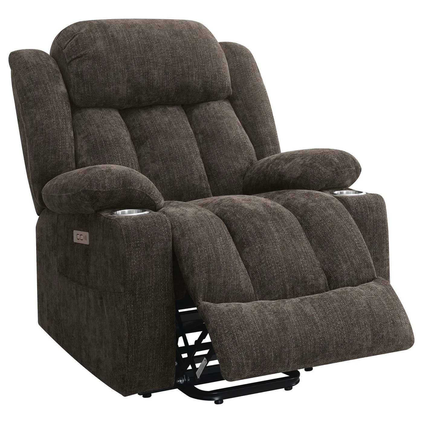 Beca - Upholstered Power Lift Recliner With Cupholders And USB Charging by HouseOfZazla