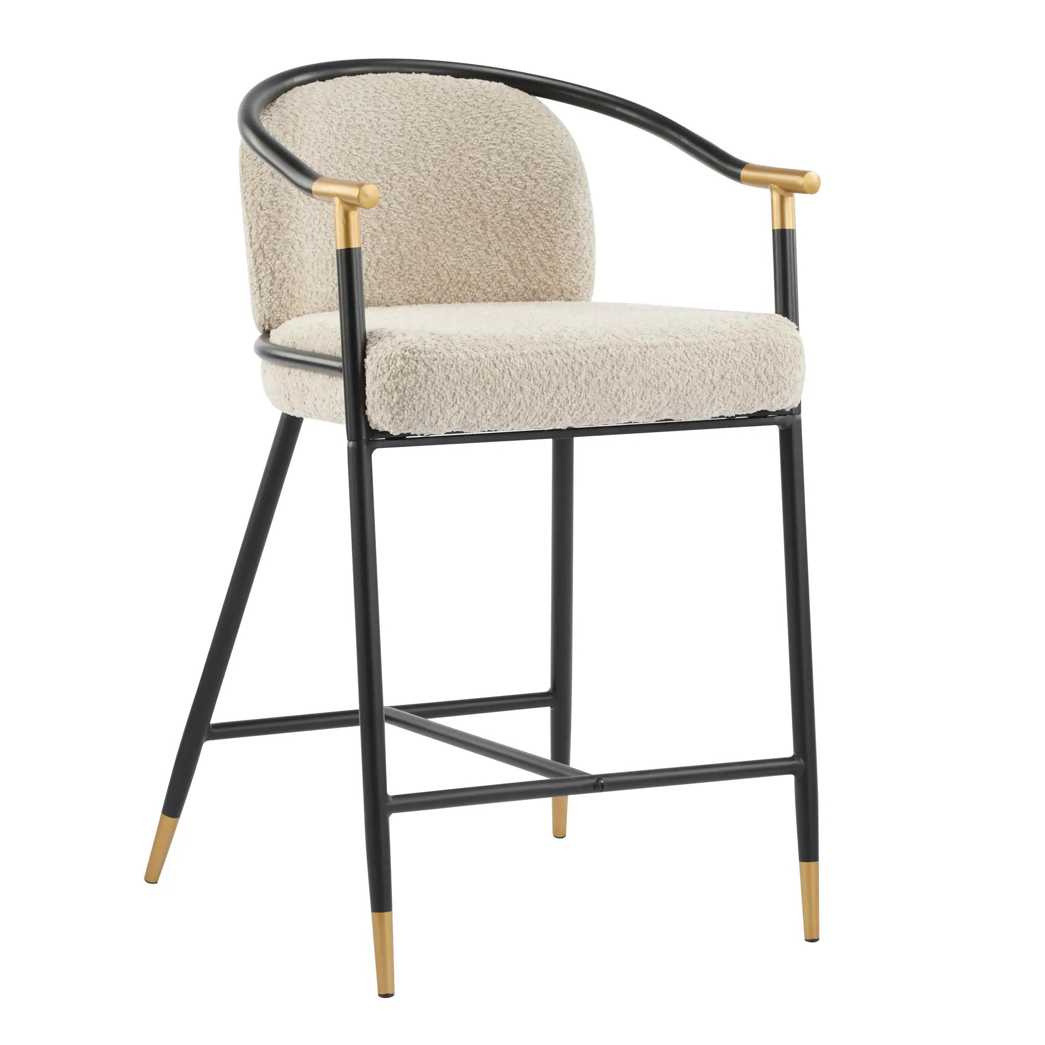 26" H Upholstered Counter Stool with Metal Frame (Set of 2) - Almond by HouseOfZazla