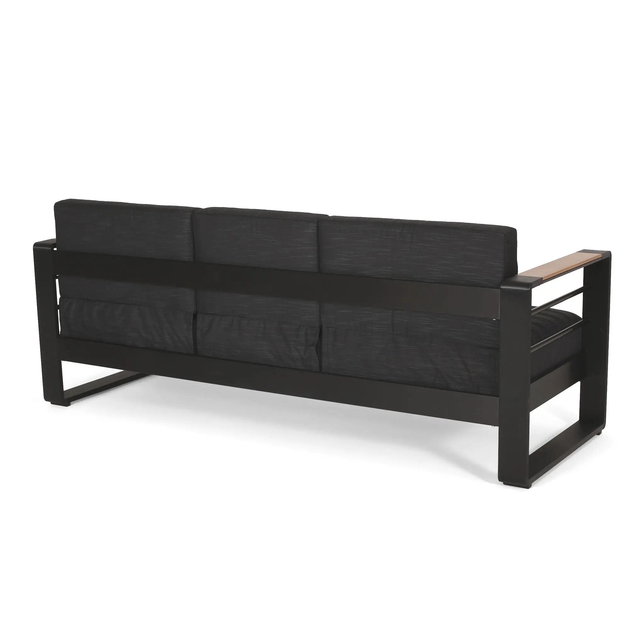 Giovanna 3-Seater Sofa with Aluminum Frame and Water-Repellent Cushions - Black by HouseOfZazla