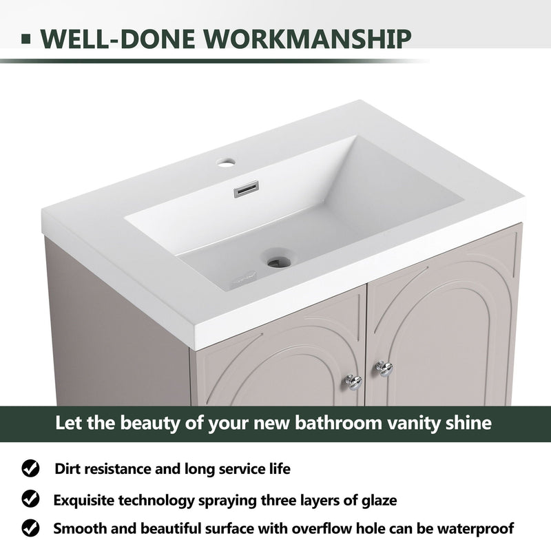 Contemporary Freestanding Bathroom Vanity With Resin Sink & Soft-Close Cabinet Doors by HouseOfZazla