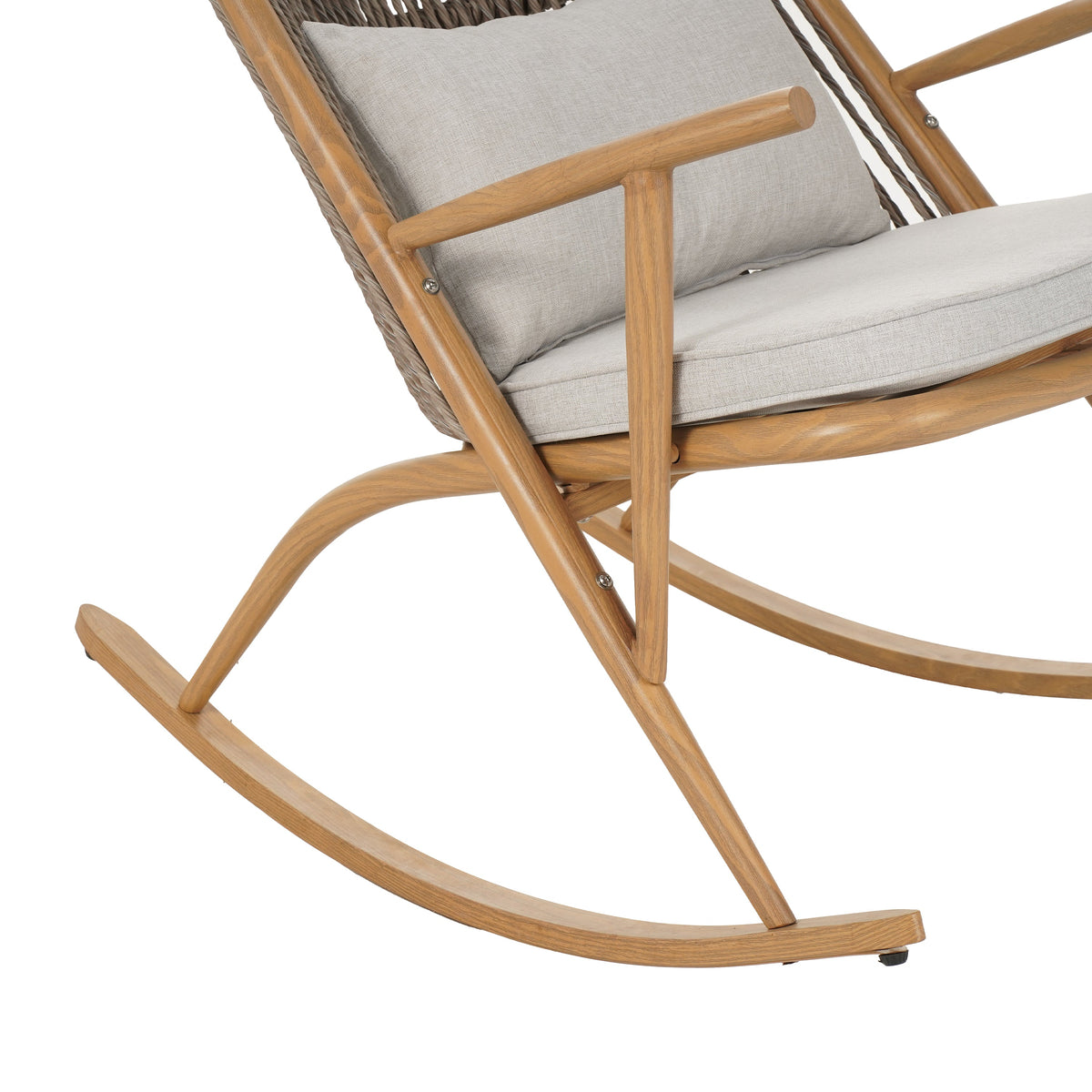 Coordinated Rocking Chair & Concrete-Acacia Side Table Set - Light Gray, photo 7 of 10