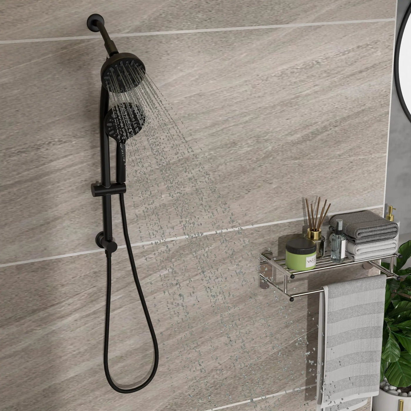 Multi Function Dual Shower Head Shower System With 4.7" Rain Showerhead, 7 Function Hand Shower, Adjustable Slide Bar by HouseOfZazla
