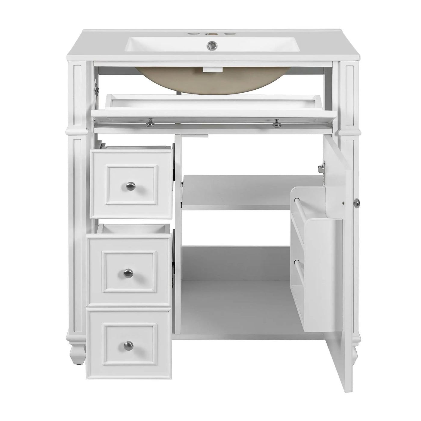 Bathroom Vanity Cabinet With Sink, Soft Close Doors With Door Organizer by HouseOfZazla