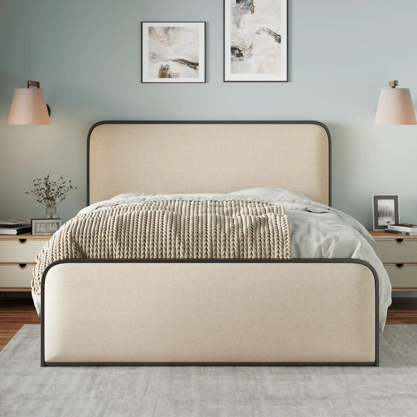 Modern Bed With Curved Upholstered Headboard and Footboard by HouseOfZazla