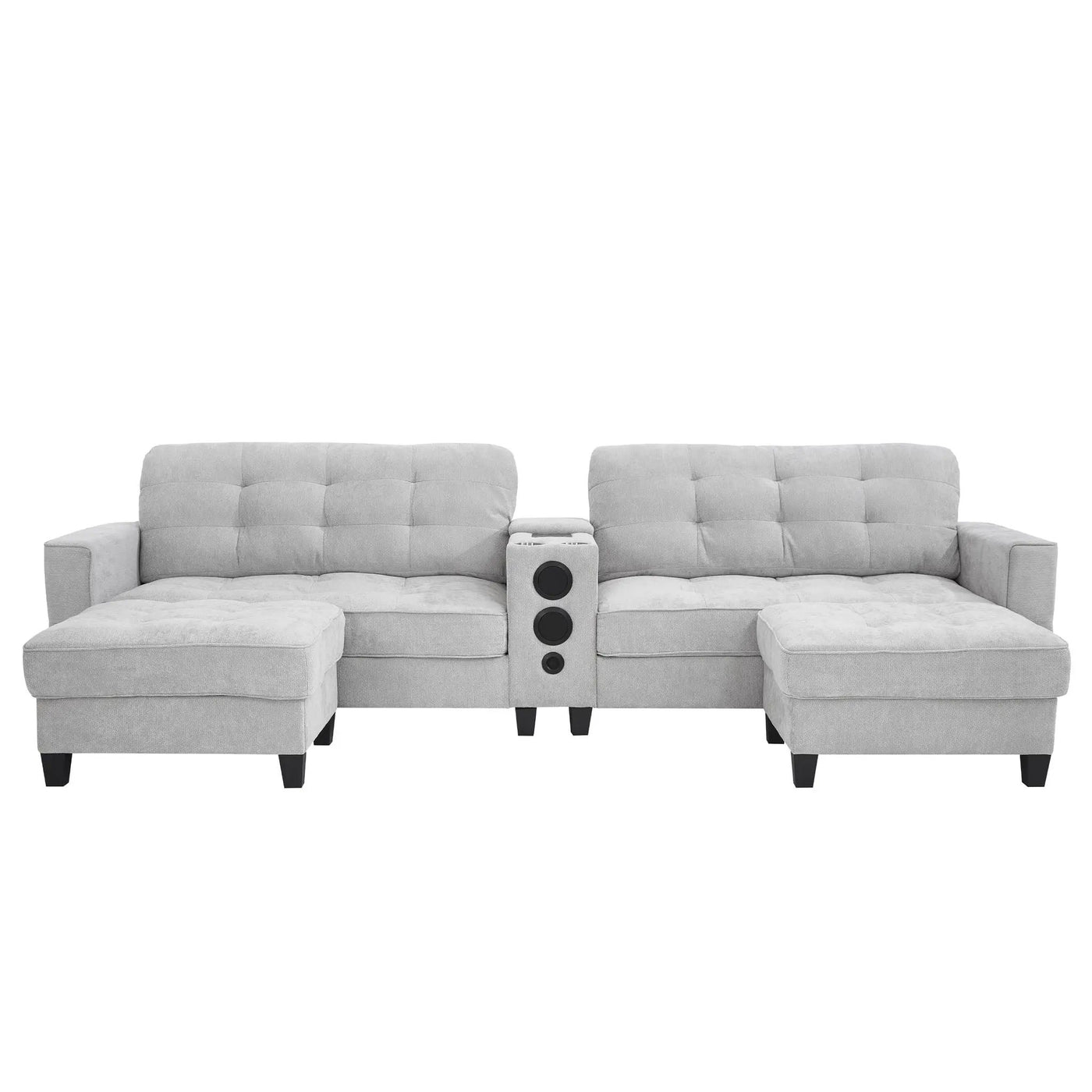 Modern Sectional Sofa U-Shaped With Movable Ottomans, tooth Speakers, LED Lights And Modular Storage by Unique Piece Furniture