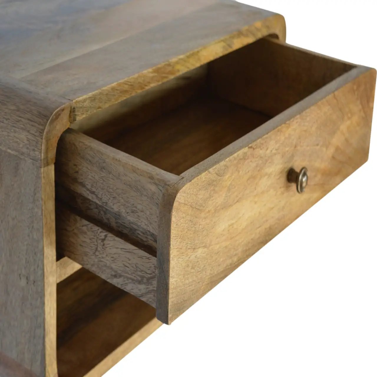 Solid Wood Floating Curve Open Slot Nightstand by HouseOfZazla
