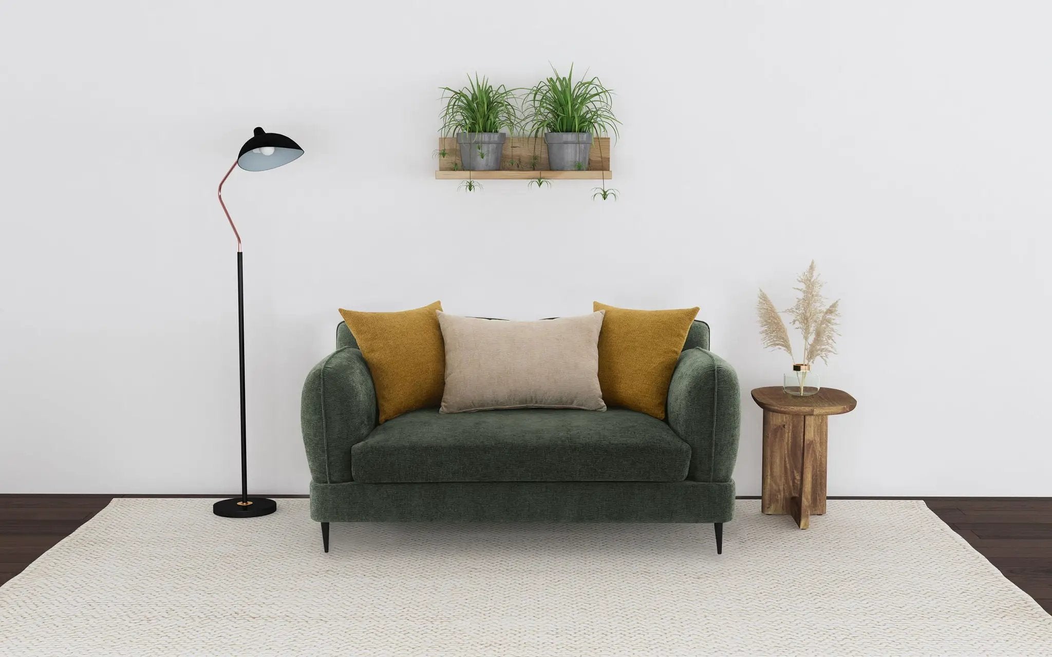 Jade Chenille Upholstered Modern Track Arm Loveseat Green by Unique Piece Furniture