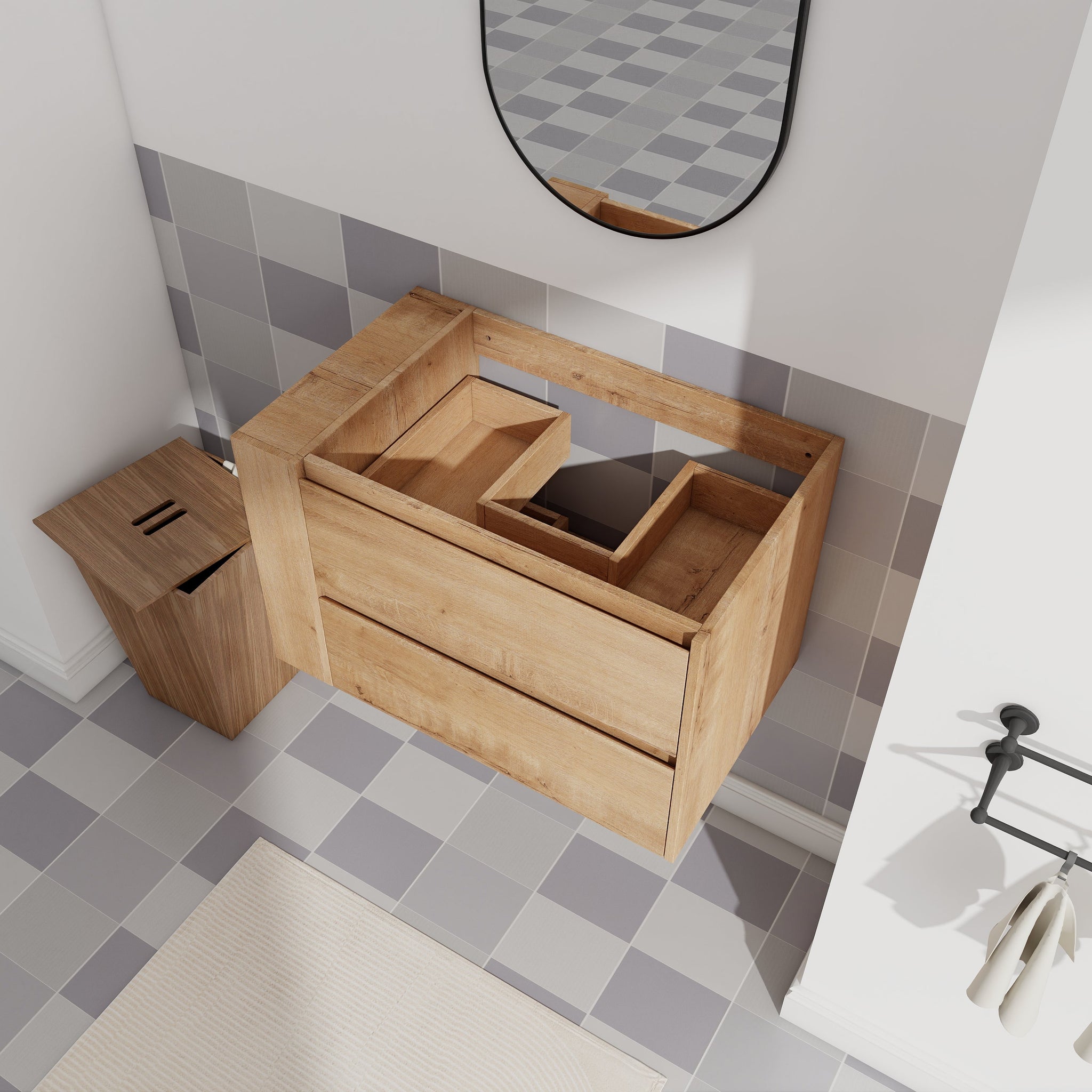 30" Wall Mount Bathroom Vanity with Soft Close Drawer (Without Basin) by HouseOfZazla