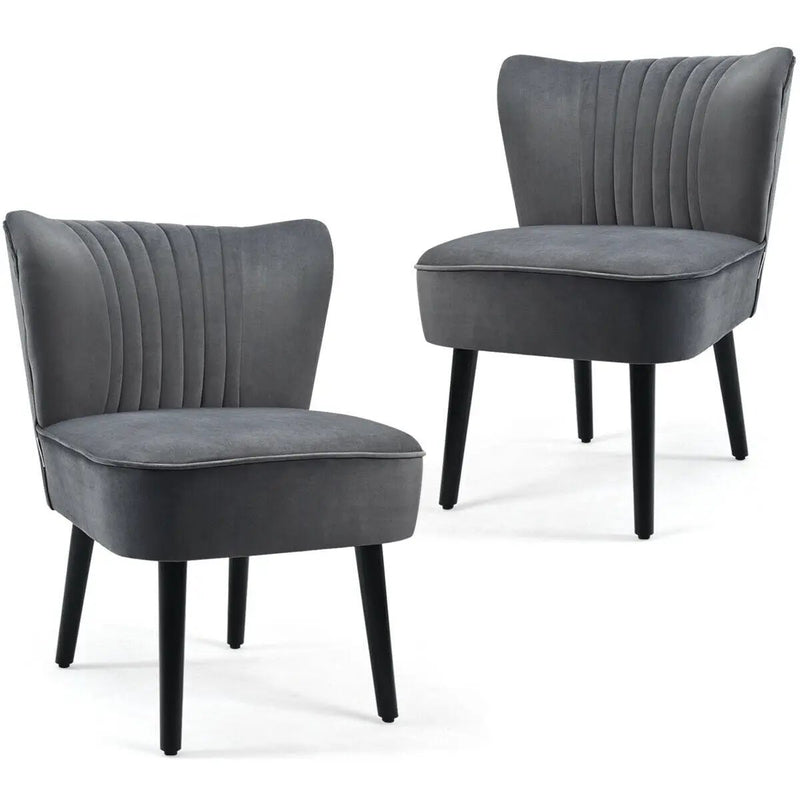 Set of 2 Upholstered Modern Leisure Club Chairs with Solid Wood Legs by DirectDeals