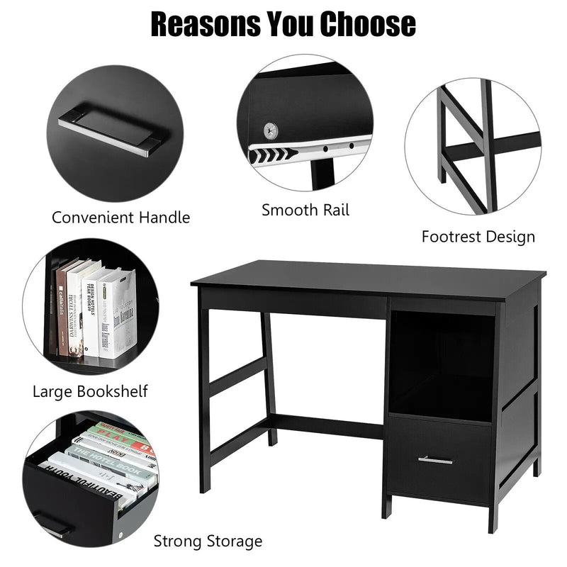 47.5 Inch Modern Home Computer Desk with 2 Storage Drawers by DirectDeals