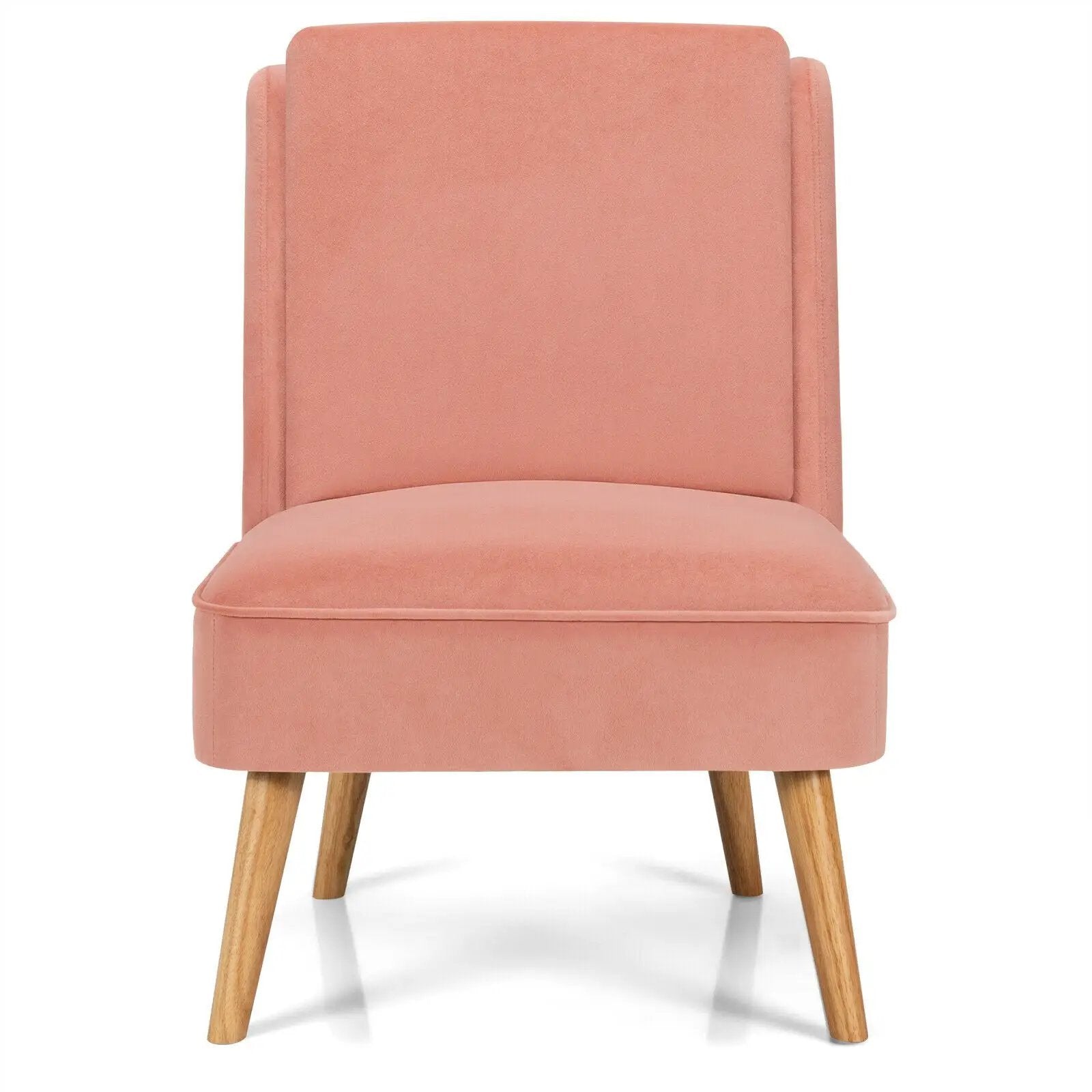 Velvet Accent Armless Side Chair with Rubber Wood Legs for Bedroom by DirectDeals