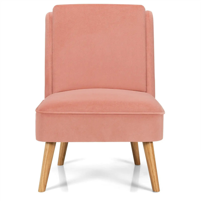 Velvet Accent Armless Side Chair with Rubber Wood Legs for Bedroom by DirectDeals
