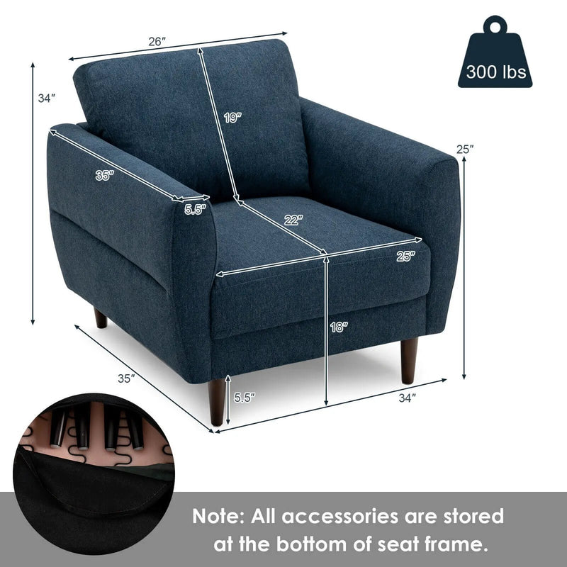 Modern Upholstered Accent Chair Single Sofa Armchair by DirectDeals