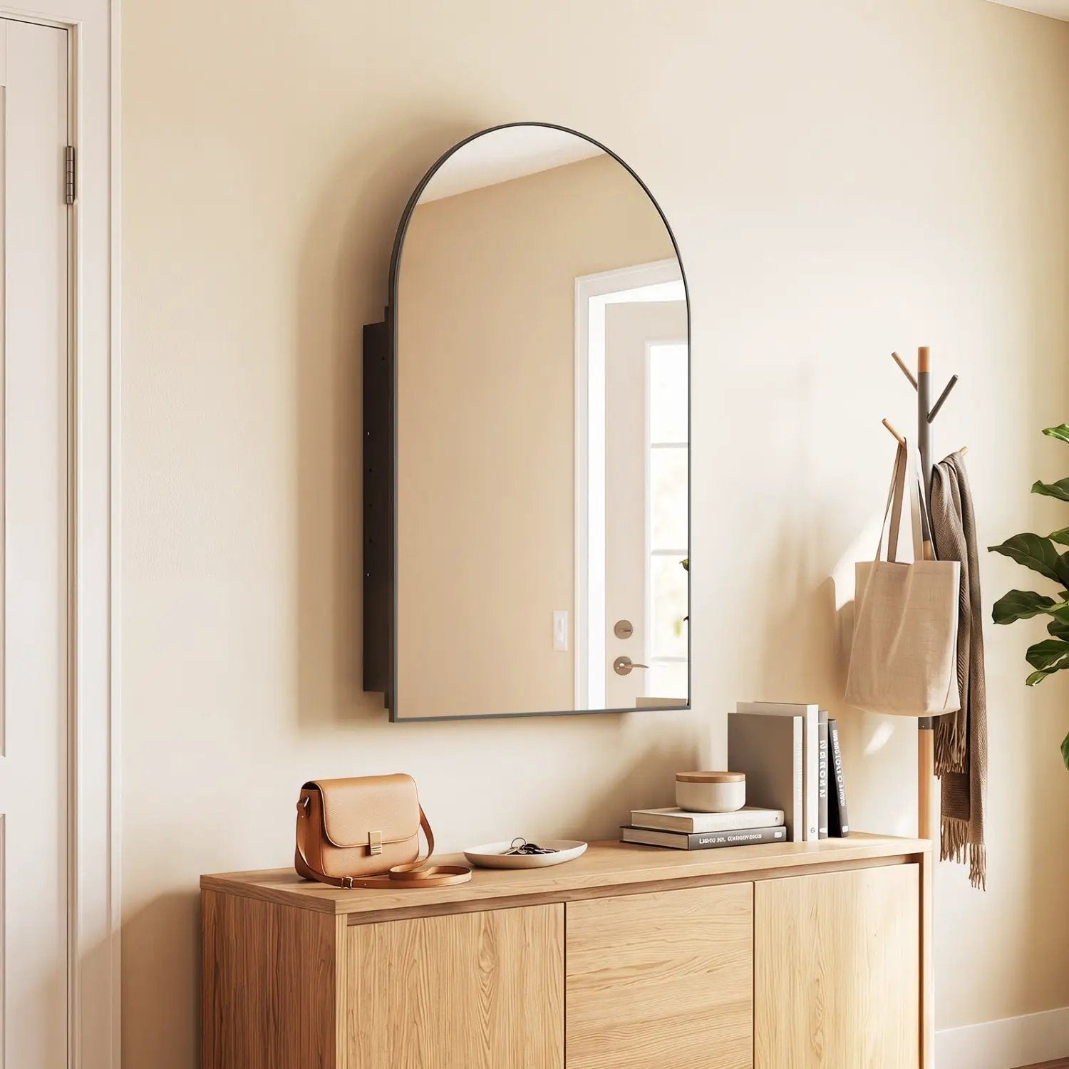 Wall-Mounted Storage Cabinet with Arched Mirror 34" x 22" by DirectDeals