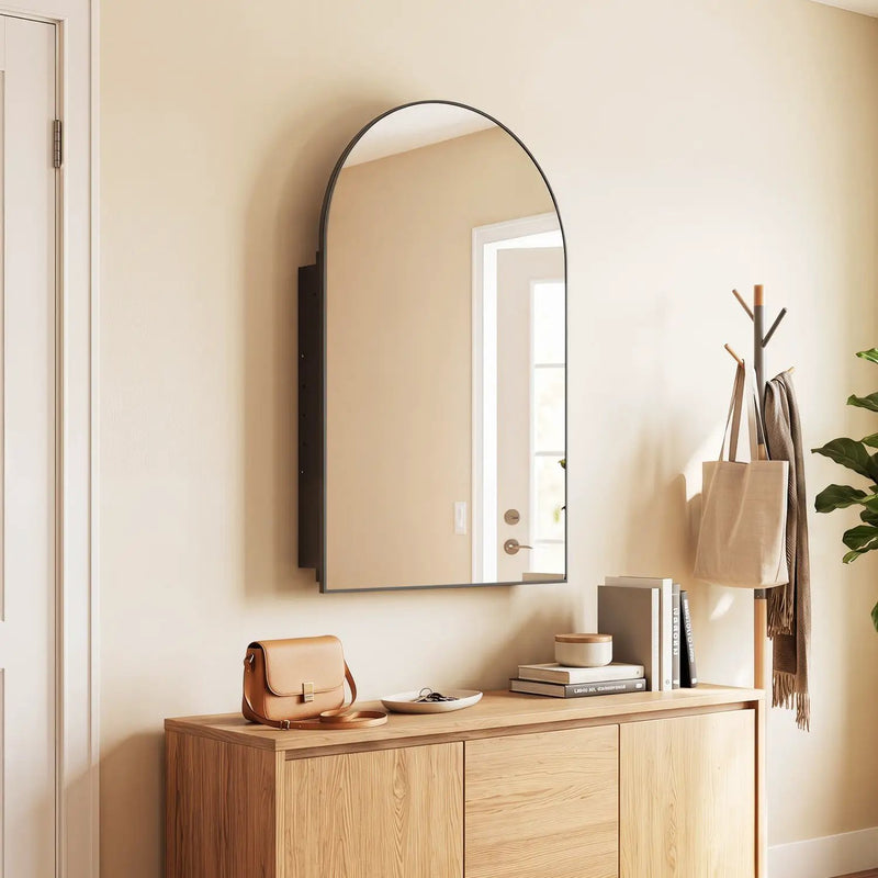Wall-Mounted Storage Cabinet with Arched Mirror 34" x 22" by DirectDeals