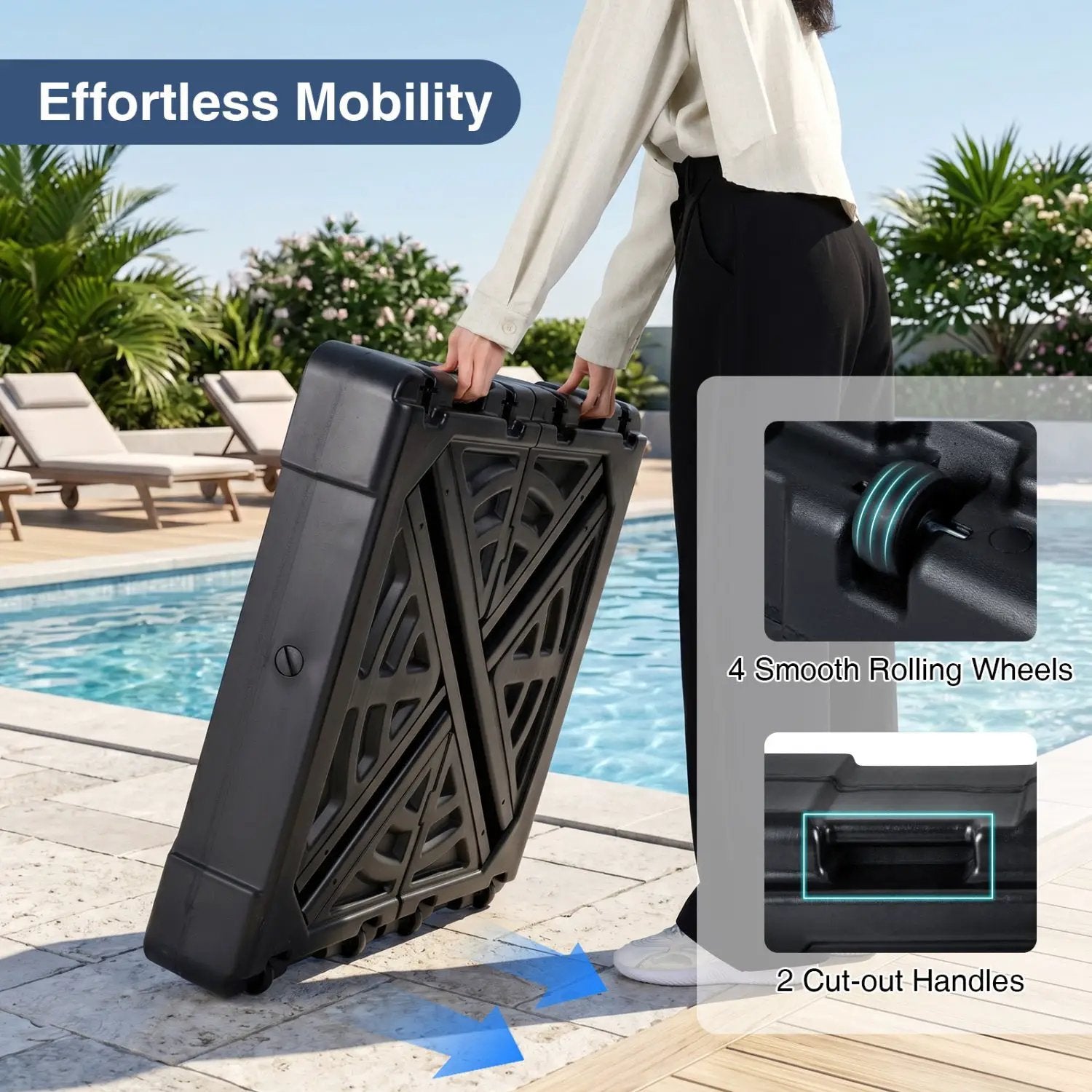 34" x 34" Cantilever Patio Umbrella Base with 4 Wheels by DirectDeals