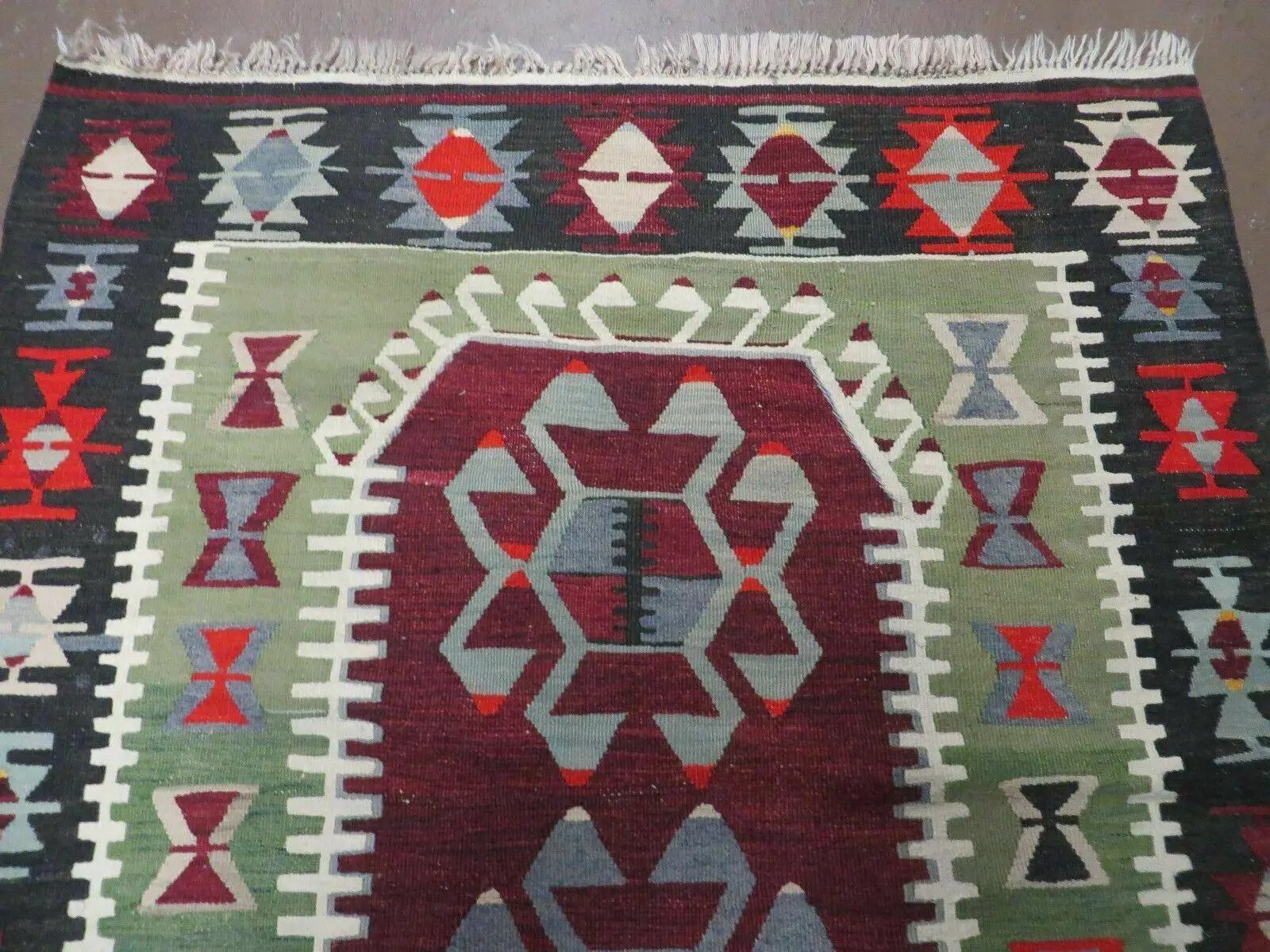 3' 8" X 5' Vintage Turkish Kilim Handmade Flat Weave Wool Rug Veg Dyes by Jewel Rugs