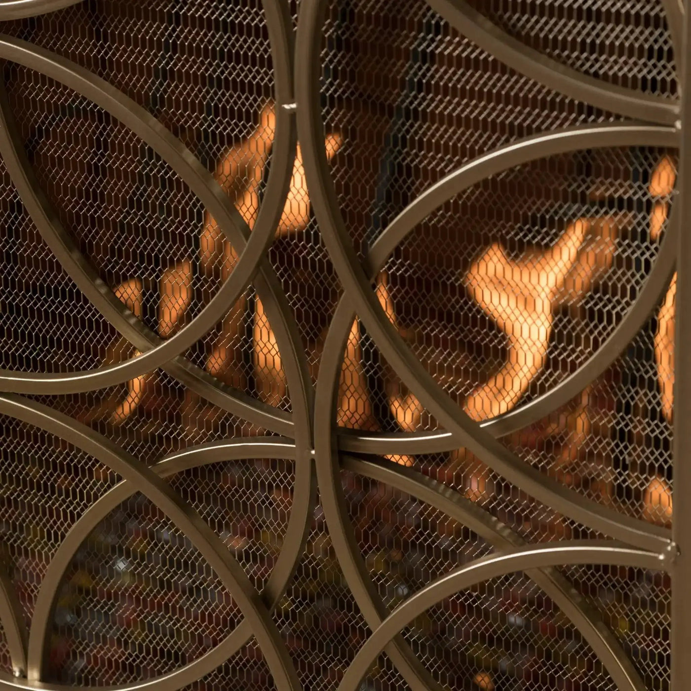 Thayer Single Panel Iron Fireplace Screen with Geometric Design by HouseOfZazla