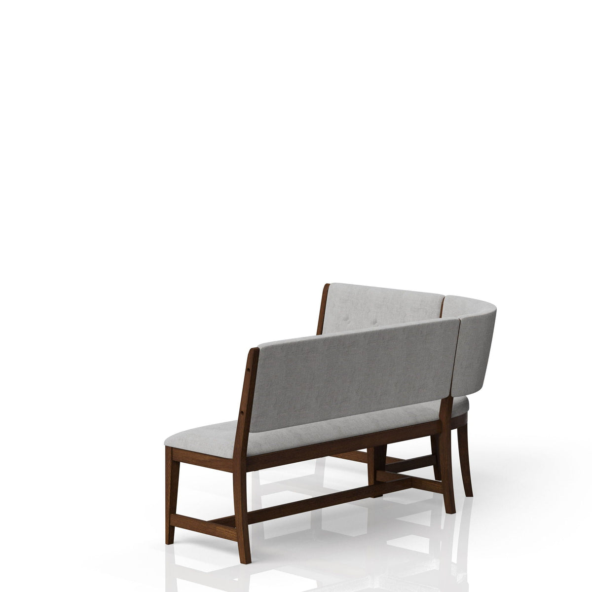 Curved Upholstered Dining Bench with Space-Saving Design - Beige, photo 3 of 6