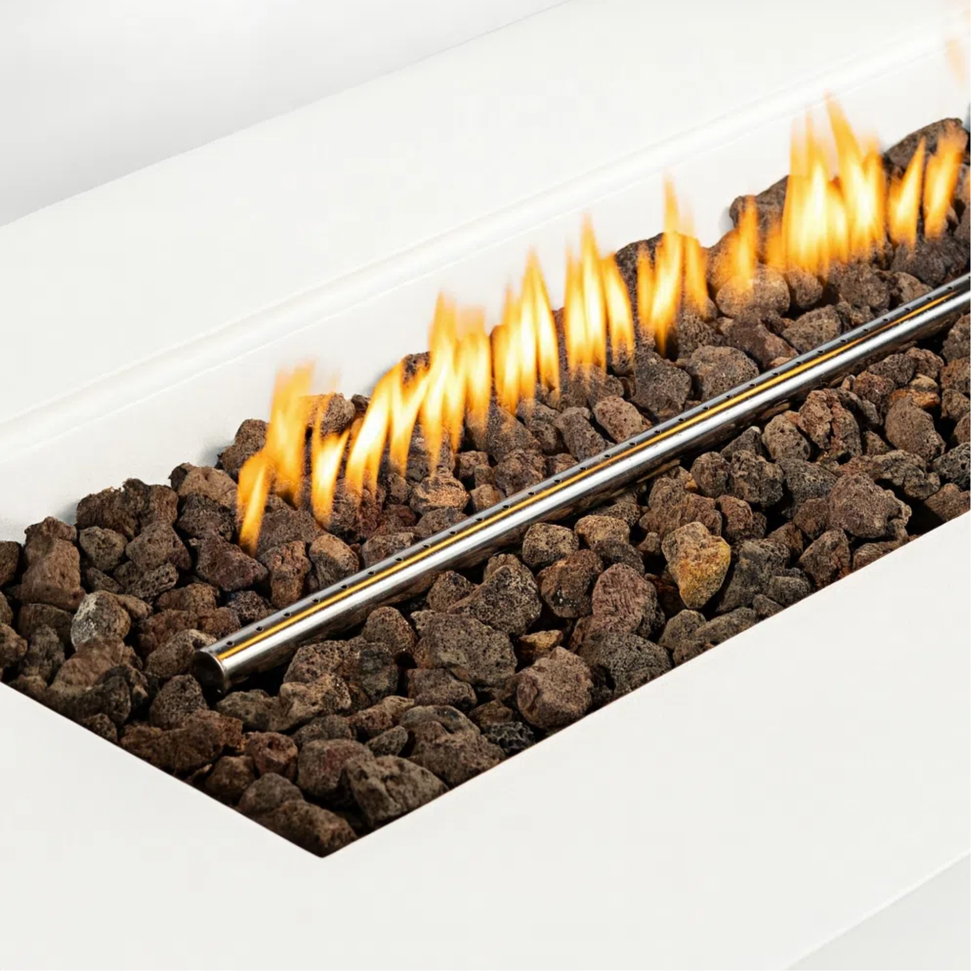 Outdoor Rectangle Propane Fire Pit Table 60inch, White by HouseOfZazla