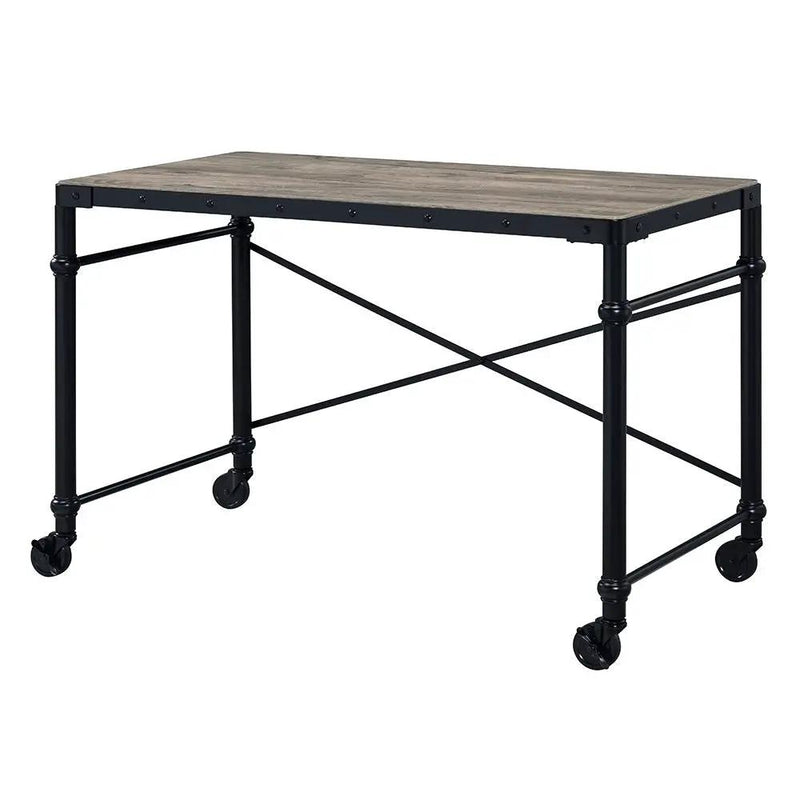 Oklarth - Writing Desk - Rustic Oak & Black by Unique Piece Furniture