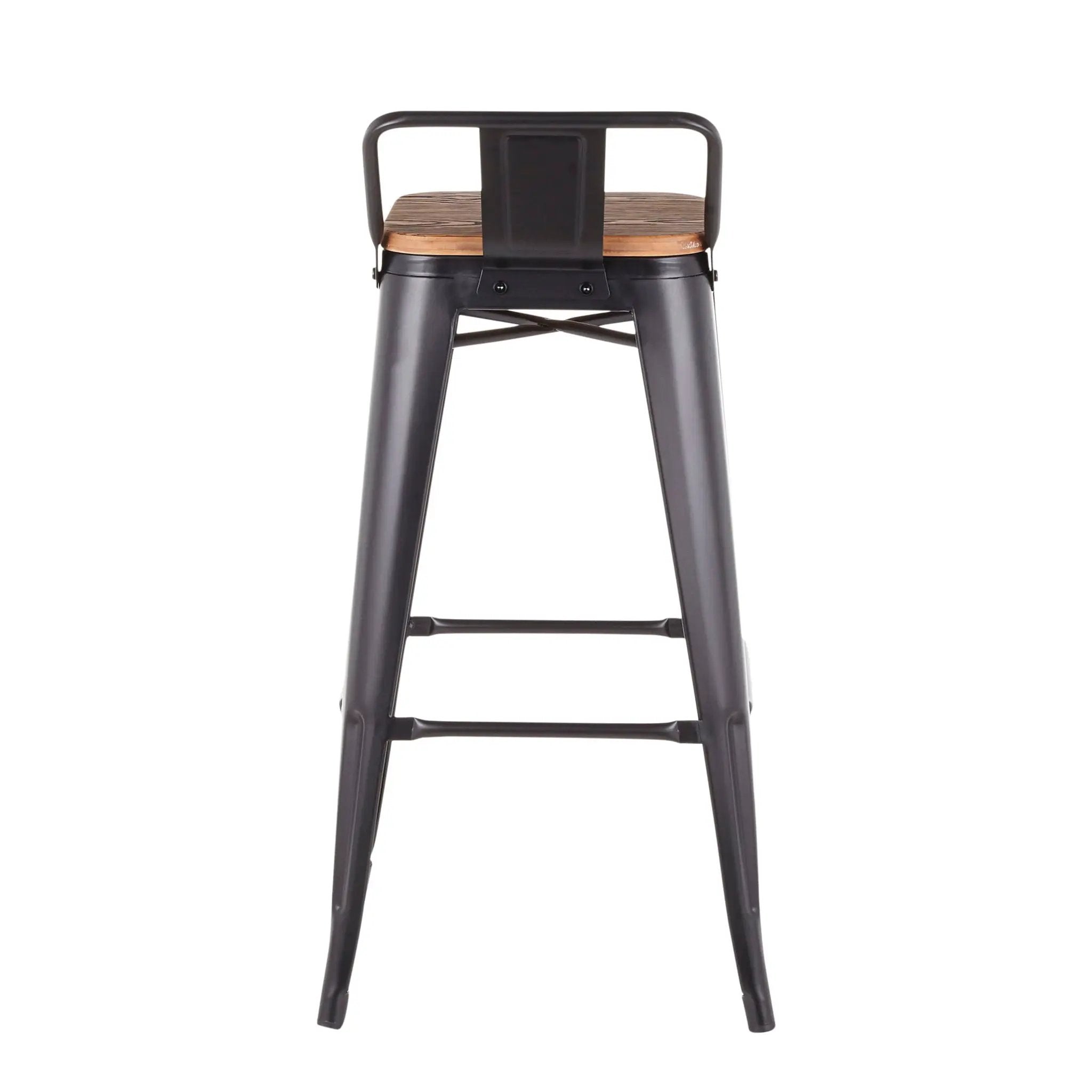 Oregon - Industrial Low Back Barstool (Set of 2) - Black by HouseOfZazla