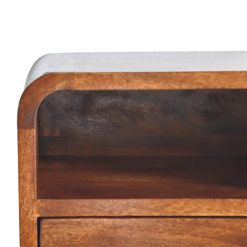 Extra Mini Wall-Mounted Curved Chestnut Nightstand by HouseOfZazla