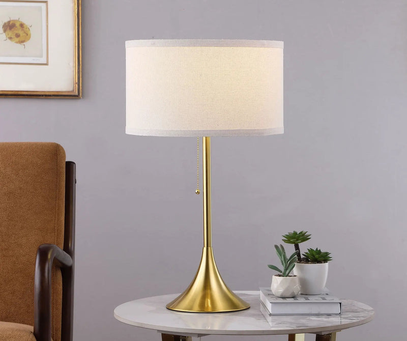 Elmira 24-inch Drum Shade Metal Table Lamp Gold by Unique Piece Furniture