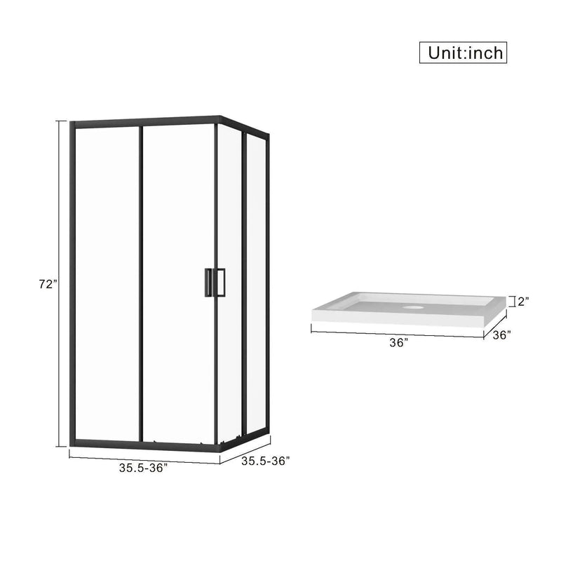 Corner Shower Enclosure With Sliding Door - Matte Black by HouseOfZazla
