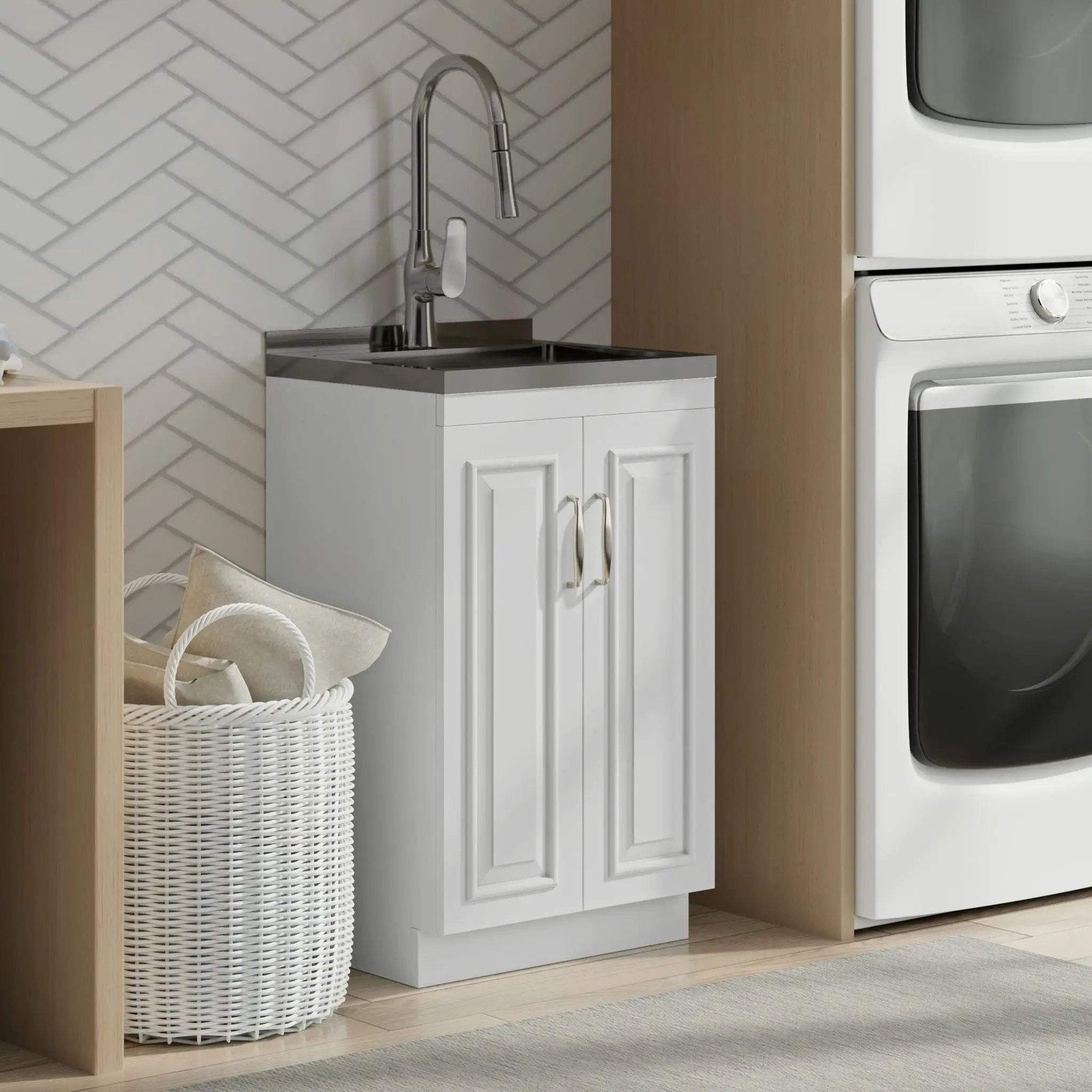 Darwin - Deluxe Laundry Cabinet With Pull-Out Faucet And Stainless Steel Sink by Unique Piece Furniture