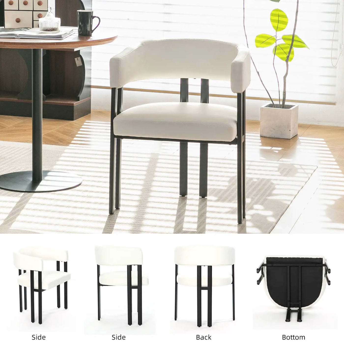 Modern Dining Upholstered Barrel Chair With Curved Back And Armrests by HouseOfZazla