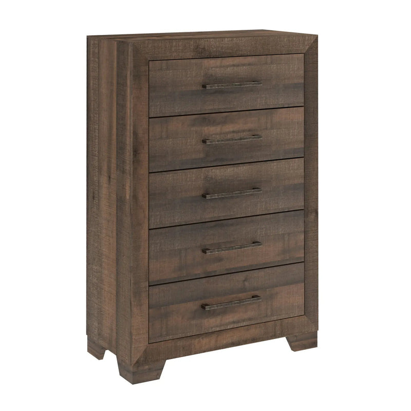 5 Drawer Chest With Casual Style - Brown by HouseOfZazla