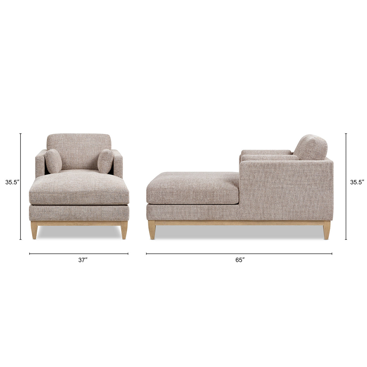 Knox 65" Modern Farmhouse Chaise Lounge Chair with Feather-Down Cushion - Stone, photo 10 of 10