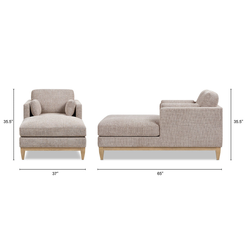Knox 65" Modern Farmhouse Chaise Lounge Chair with Feather-Down Cushion - Stone, photo 10 of 10