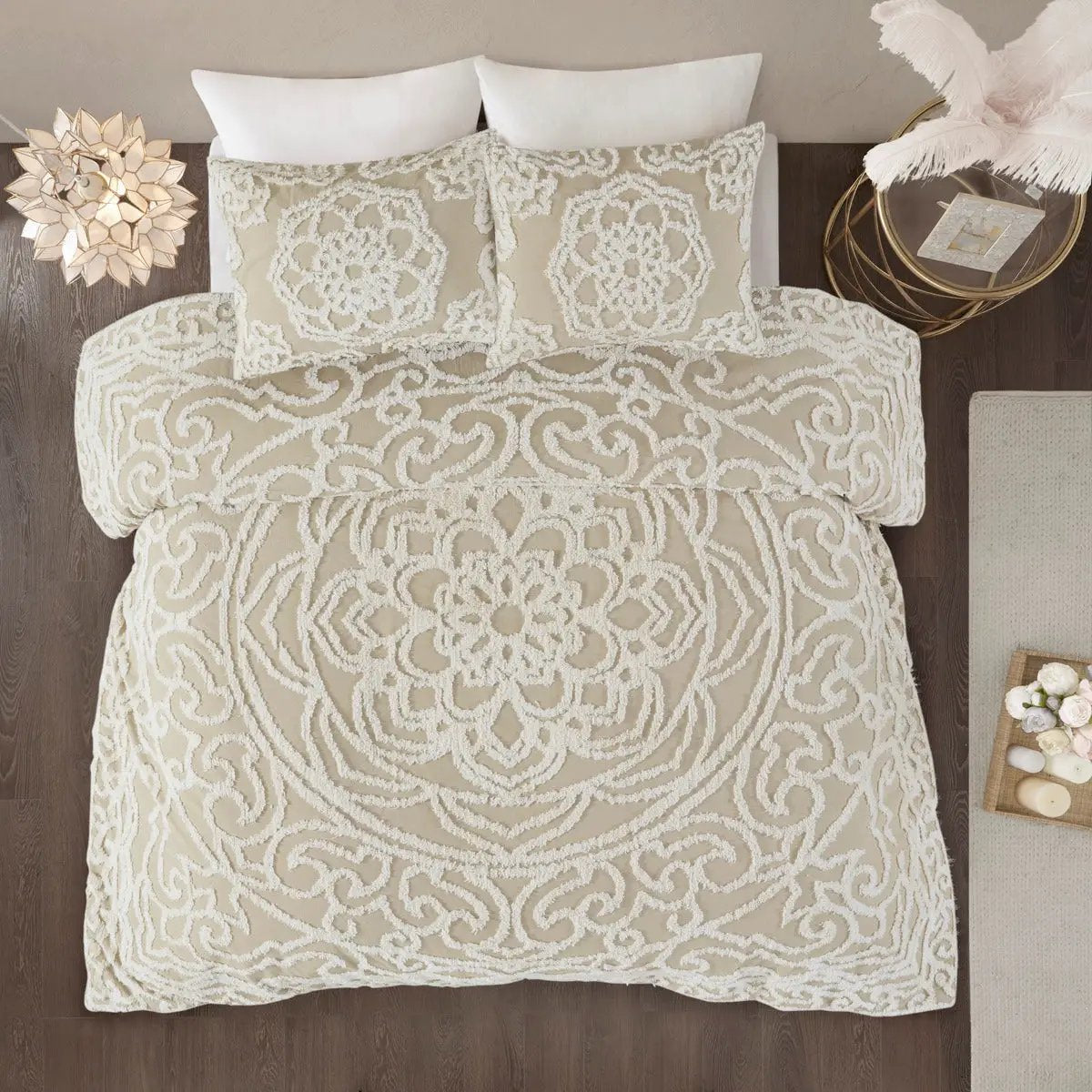 Full/Queen 3 Piece Tufted Cotton Duvet Cover Set by HouseOfZazla