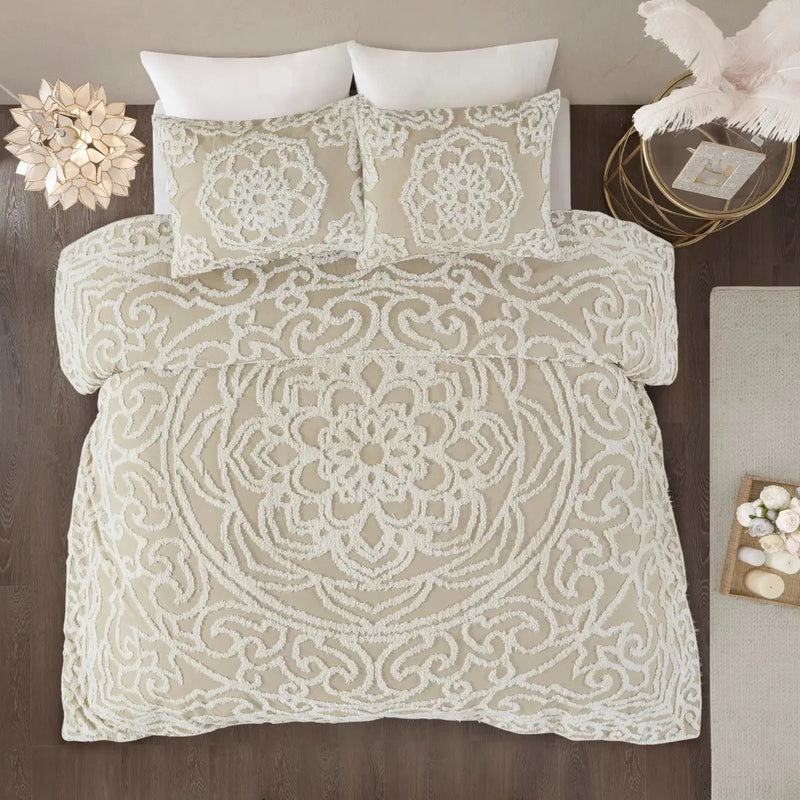 Full/Queen 3 Piece Tufted Cotton Duvet Cover Set by HouseOfZazla
