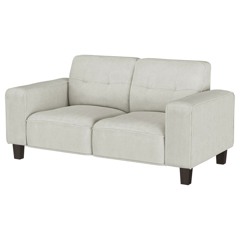 Deerhurst Upholstered Track Arm Tufted Loveseat Greige by Unique Piece Furniture