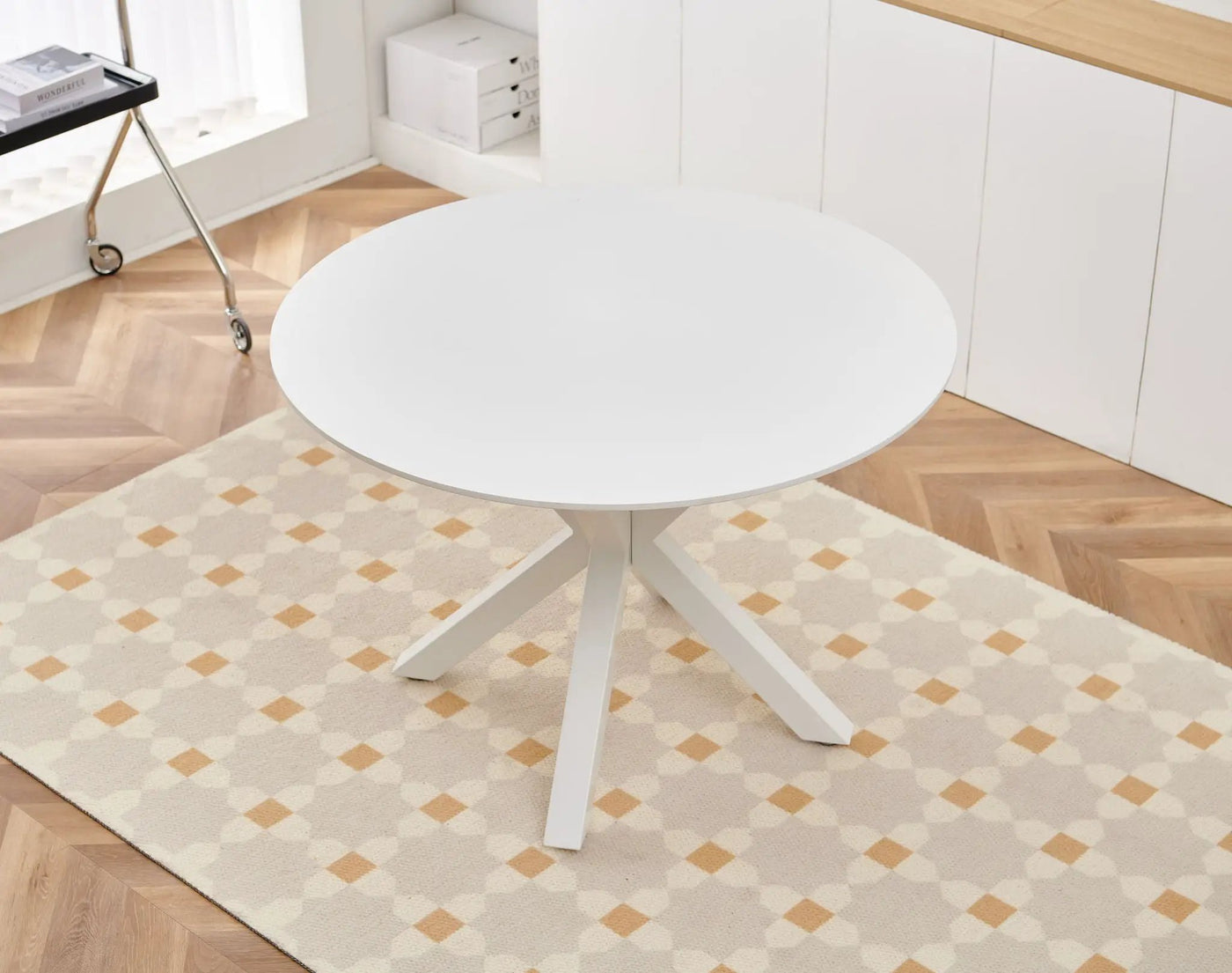 Table Mid-Century Dining Table For 4 - 6 People With Round Table Top, Pedestal Dining Table, End Table Leisure Coffee Table, Cross Leg by HouseOfZazla