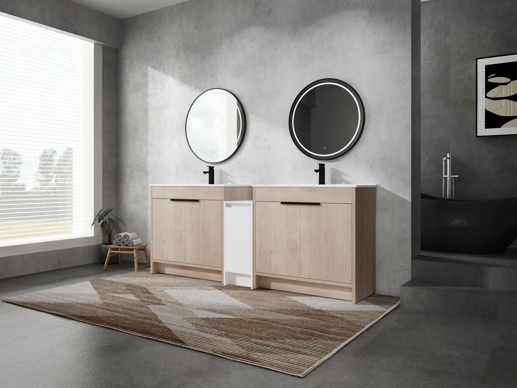 84 Inch Freestanding Bathroom Vanity with Ceramic Sink and Storage Cabinets by HouseOfZazla