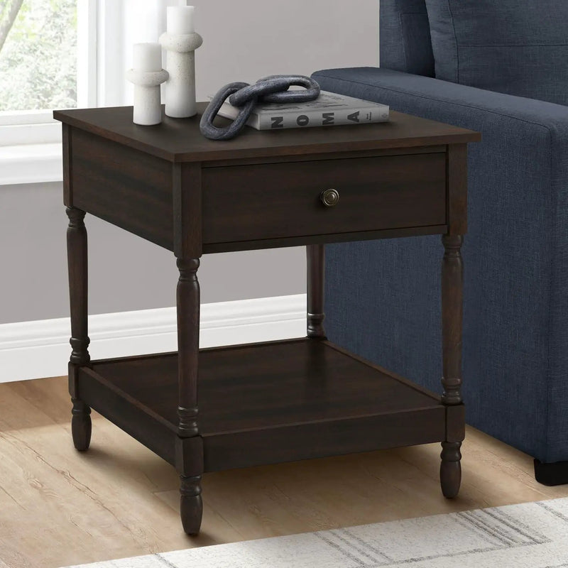 Accent - Table, 2 Tier, Square, Traditional - Walnut by Unique Piece Furniture