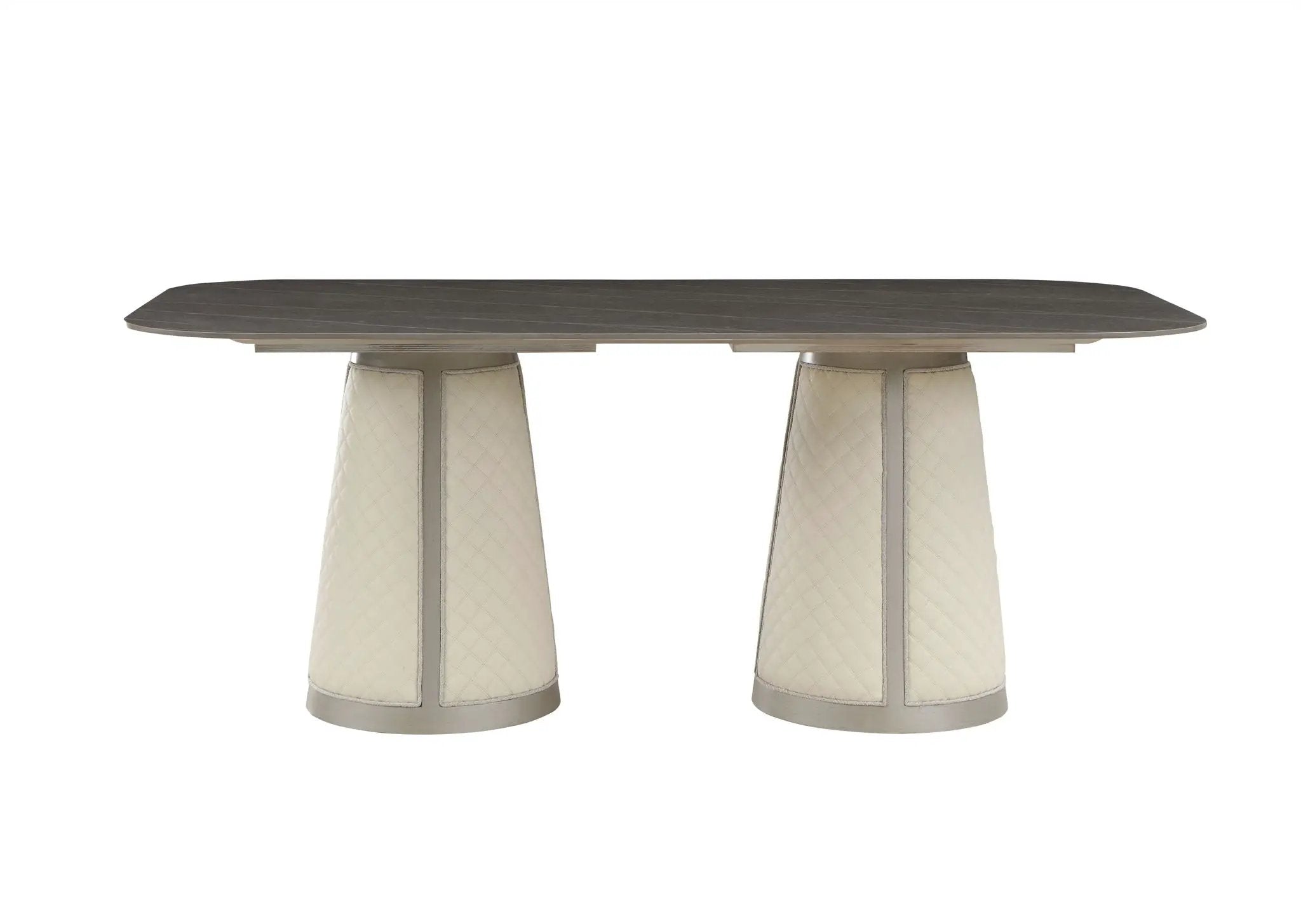 Kasa - Sintered Stone Top Dining Table - Stone Gray / Champagne by HouseOfZazla