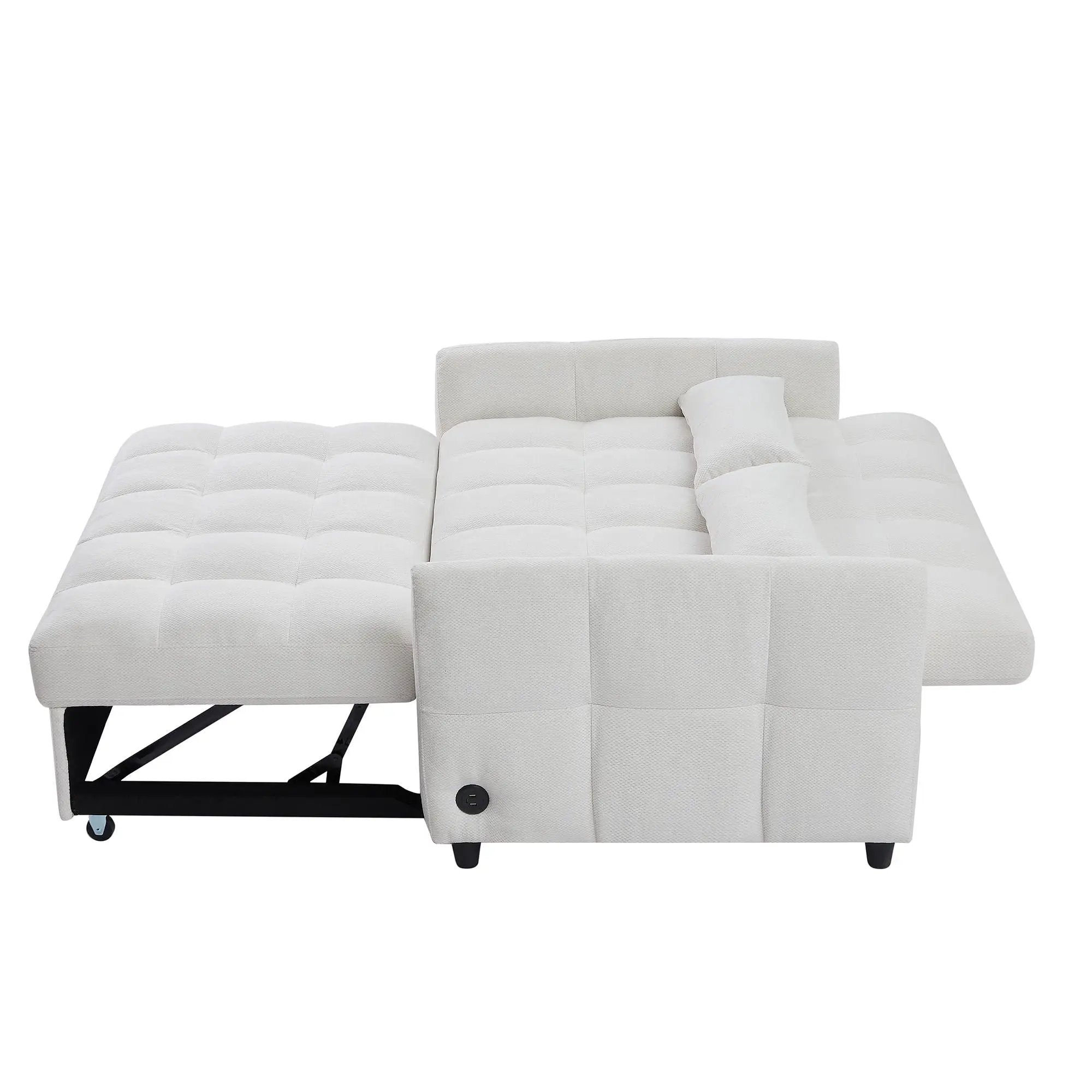 Loveseat Sofa Pull-Out Bed With Adjustable Backrest, 3 USB Ports And 2 Lumbar Pillows For Living Room by HouseOfZazla