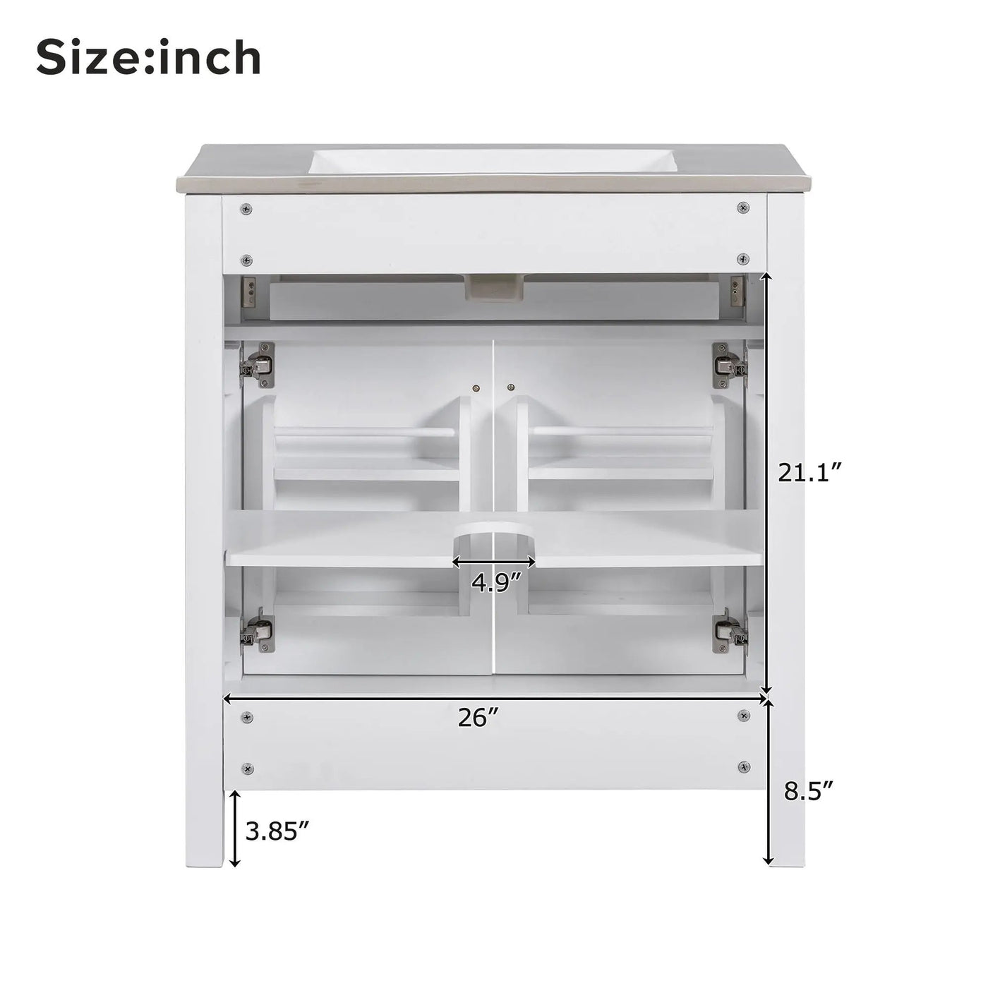 Bathroom Vanity With Ceramic Sink, Modern Single Bathroom Cabinet With 2 Doors And A Shelf, Soft Close Doors by HouseOfZazla