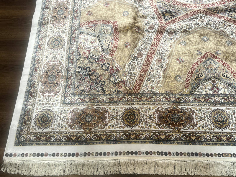 Turkish Silk Rug 8x10, Dome Design, Hereke Carpet, Bamboo Silk, New by Jewel Rugs