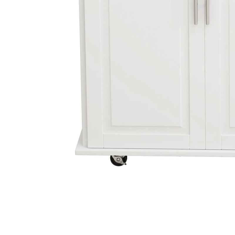 Kitchen Island Cart With 2 Door Cabinet, 3 Drawers, Spice Rack & Towel Rack - White by HouseOfZazla