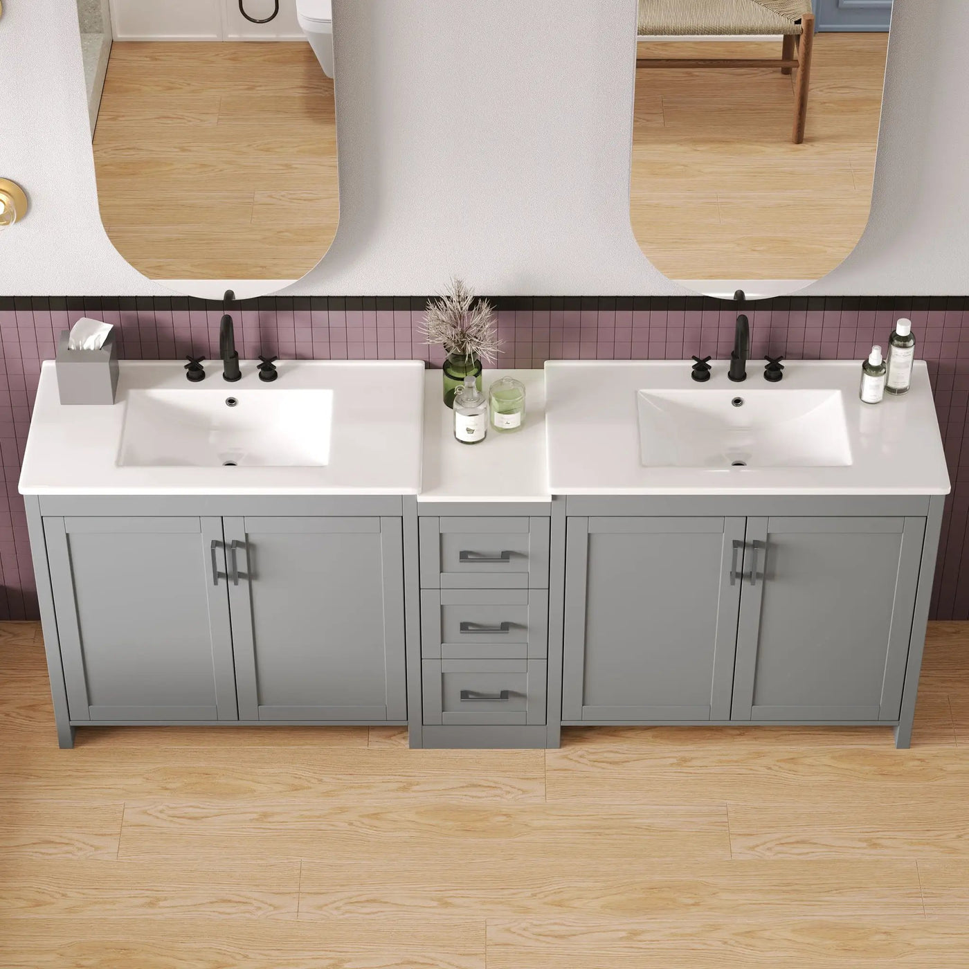 Double Sink Bathroom Vanity With Quartz Countertop by HouseOfZazla
