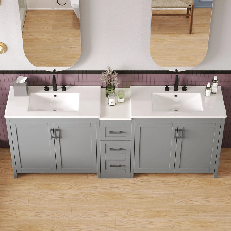 Double Sink Bathroom Vanity With Quartz Countertop by HouseOfZazla