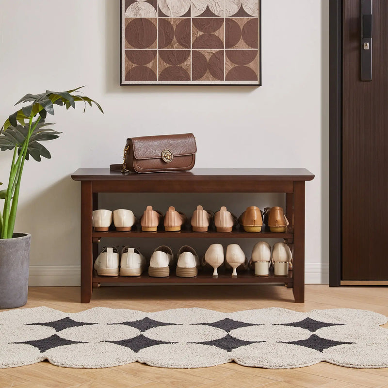 2-Tier Solid Wood Shoe Bench by HouseOfZazla