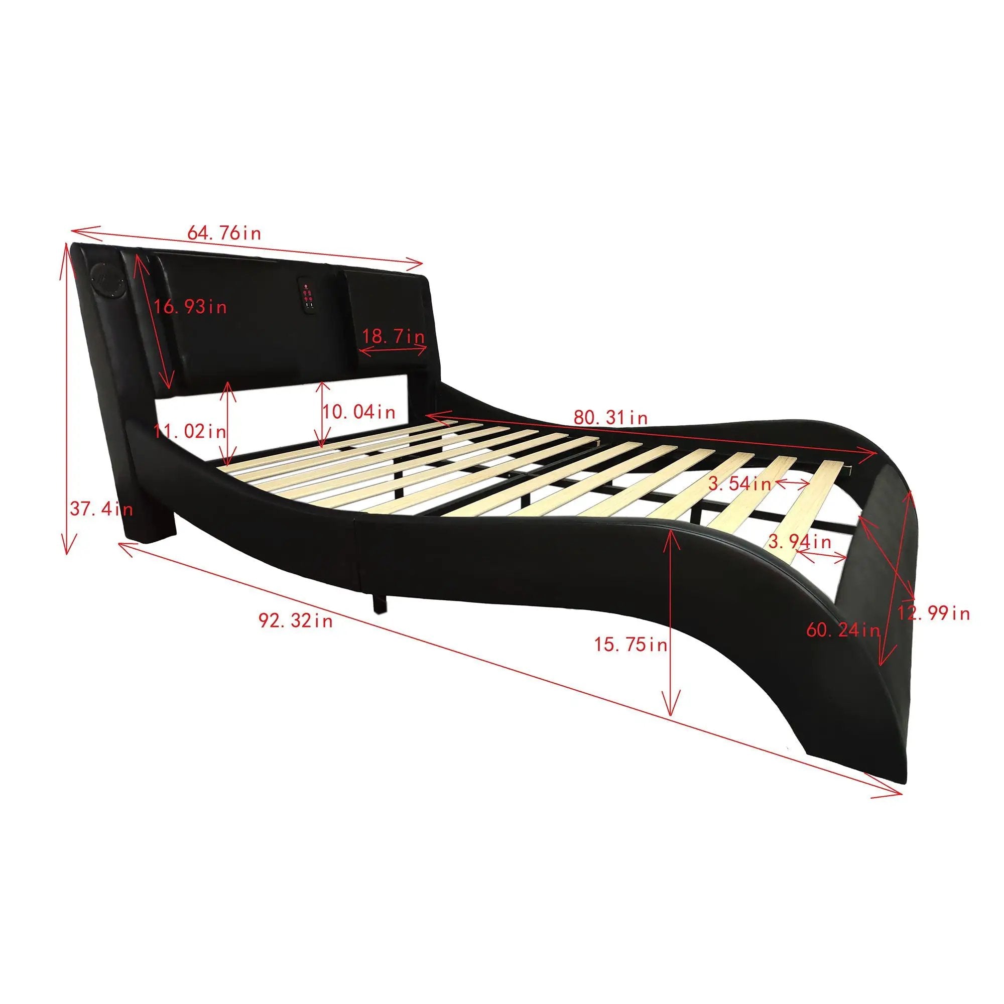 Platform Bed Frame With LED Lighting, tooth Music, Vibration Massage by Unique Piece Furniture