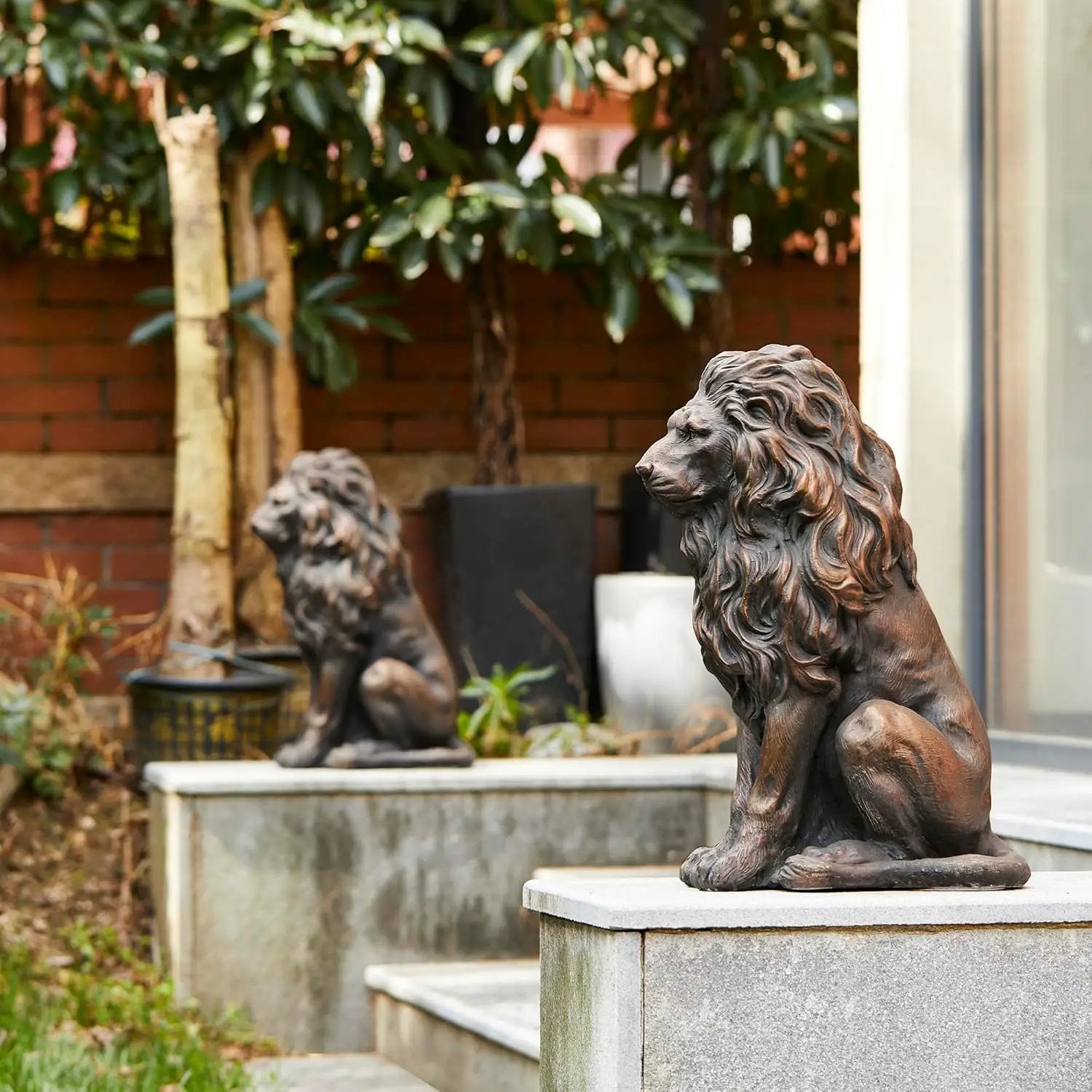 20.5" Lion Statue - Resin Outdoor Guardian Sculpture by HouseOfZazla